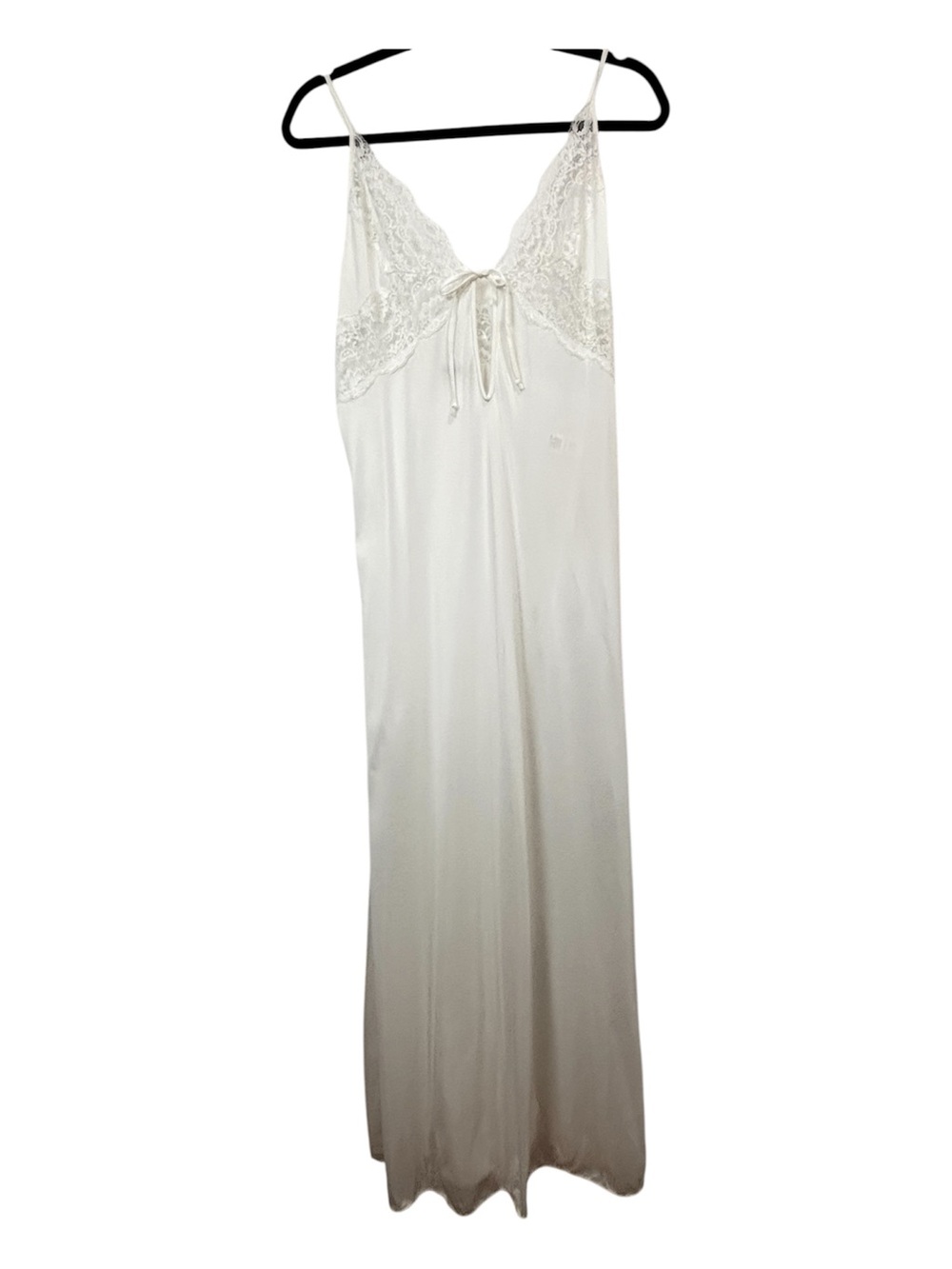 Vtg Diane Von Furstenberg White Lace Slip Dress Maxi Nightgown Nylon Bridal M